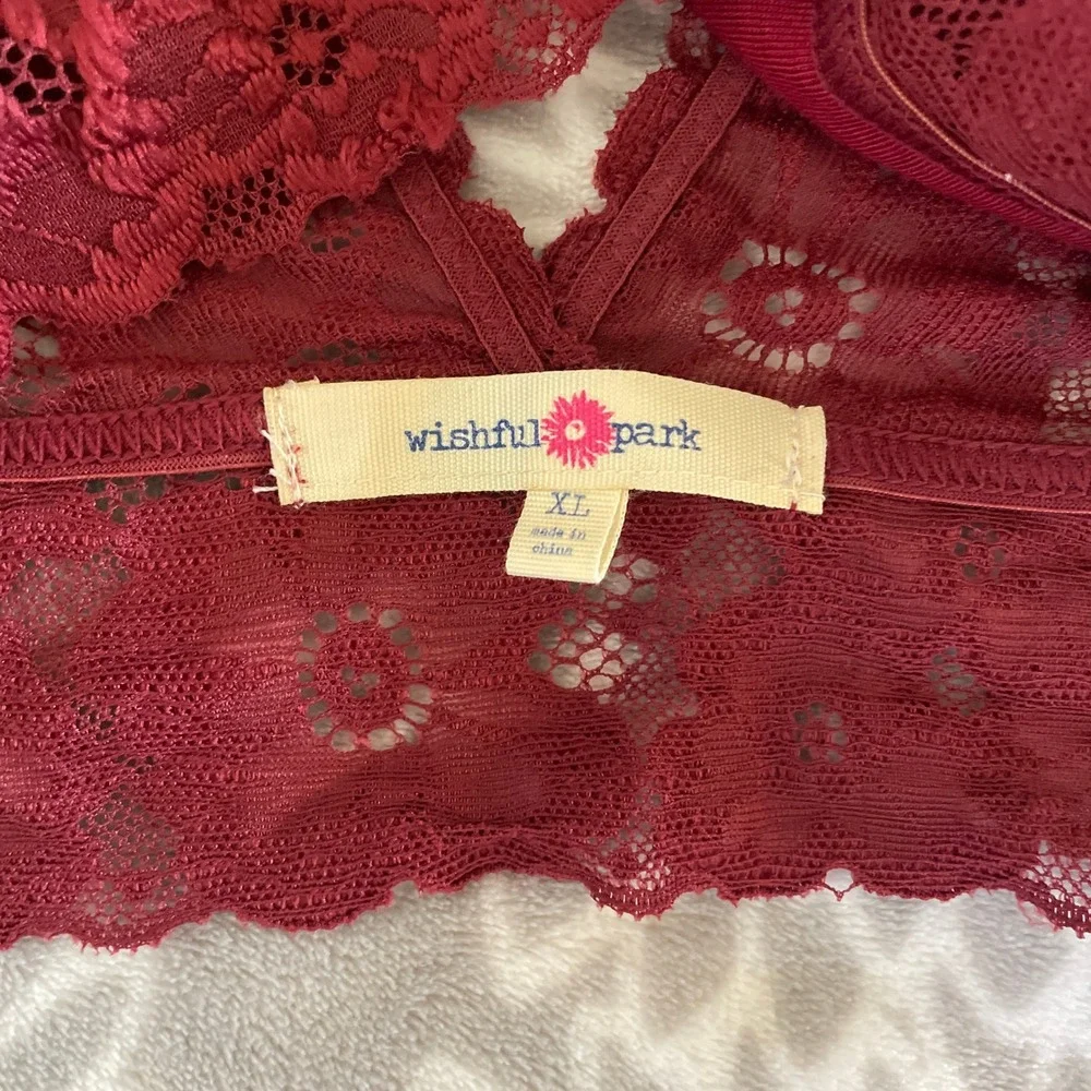 Red Floral Lace Longline Bralette size XL Wishful Park Festival Beach Loungewear